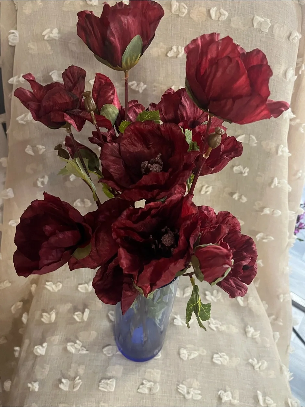 Deep Red Artificial Poppy Bouquet - Home Accents